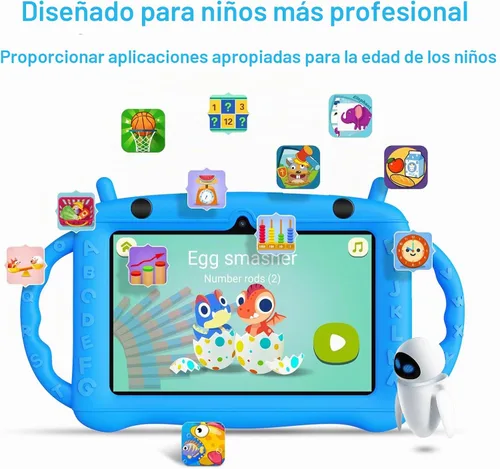 Vista 2 de Tableta para niños de 7 pulgadas, tableta para niños de 3 a 7 años, tableta de aprendizaje educativo Android 12, 2 GB de RAM+32 GB de ROM, control