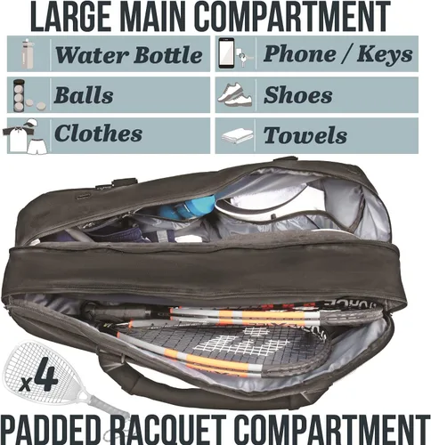 Vista 5 de Athletico Bolsa de Tenis y Raquetbol - Bolsas de Tenis para Mujeres y Hombres para Sostener Raqueta de Tenis, Raqueta de Raquetbol, Paletas