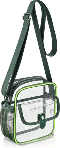 Vista 10 de Bolso bandolera transparente SPODEARS para eventos en estadios y conciertos - Cartera con correa de hombro ajustable con 1 soporte para botella