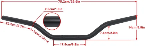 Vista 9 de Manubrio para Motocicleta 1 pulgada 25mm Ace Cafe Racer Clubman Compatible con Harley Sportster XL883 XL1200 (Negro Bajo)