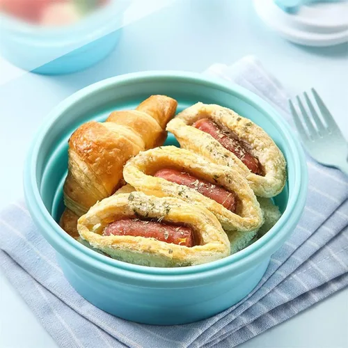 Vista 5 de Recipientes plegables para almacenamiento de alimentos, cuencos plegables con tapas para cosas de cocina de campamento, accesorios de RV