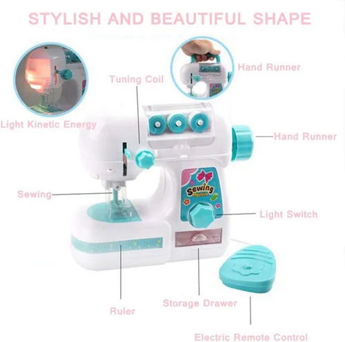 Vista 3 de Mini máquina de coser, máquina de coser niños juguete para niñas niños