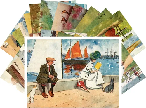 Vista 9 de PIXILUV Postales vintage 24 unids American Life Fifties Vintage Magazine Illustration Family Magazine Covers