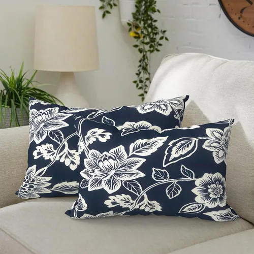 Vista 32 de DYTXIII Paquete de 2 almohadas lumbares impermeables para exteriores con rellenos, 12 x 20 pulgadas, almohada decorativa rectangular para patio