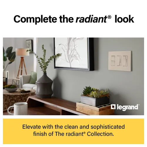 Vista 13 de Legrand Radiant - Interruptor de luz LED de 450 W, 3 vías, color níquel, paquete de 1