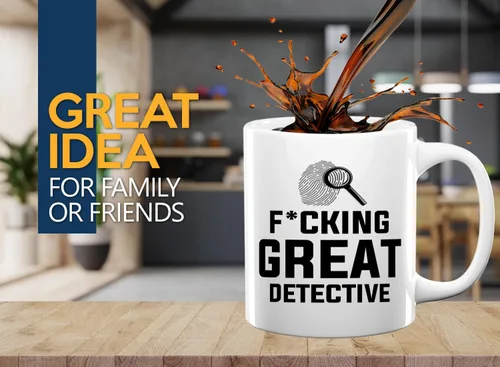 Vista 2 de Taza de café de detective de 11 onzas, color blanco, gran detective, policía, policía, patrulla, policía, policía, policía, policía, policía