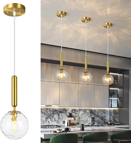Vista 26 de Lámpara Colgante Negra Moderna Accesorio de Luz Colgante para Isla de Cocina de Mediados de Siglo con Lámpara Colgante de Globo Iluminación Colgante