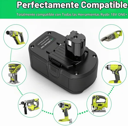 Vista 6 de TREE.NB Reemplazo de 8.0Ah 18V para batería Ryobi de 18 V de capacidad ultra alta compatible con batería Ryobi ONE+ de 18 V P102 P103 P104 P105 P106