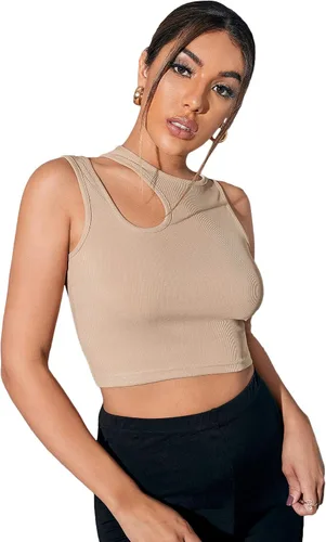 Vista 3 de Verdusa Camiseta corta sin mangas con cuello redondo y corte ajustado para mujer