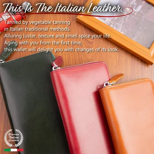 Vista 7 de Dom Teporna Italia - Cartera de piel italiana de grano completo para mujer