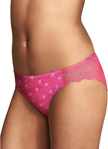 Vista 24 de Maidenform Bragas Comfort Devotion con parte trasera con encaje tipo tanga para mujer Batik Blossoms Print/Timeless Purple