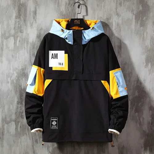 Vista 2 de GURUNVANI Sudadera casual con capucha de manga larga con capucha y bloque
