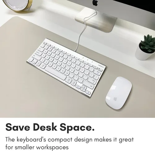 Vista 2 de Macally Teclado USB con cable para Mac y PC con Windows, teclado Apple pequeño compatible con ahorro de espacio, teclado externo Mac de 78 teclas