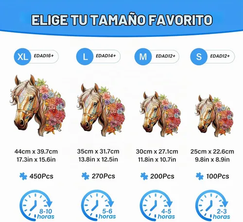 Vista 4 de Rompecabezas de madera para adultos, 9.8 × 8.9 pulgadas, 100 piezas de rompecabezas de madera de caballo para adultos