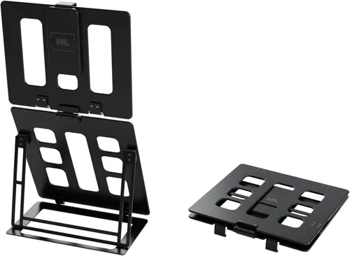 Vista 3 de HNL Soporte para monitor portátil, soporte para iPad y tableta, retención de abrazadera, escritorio pequeño plegable y montable, soporta pantalla