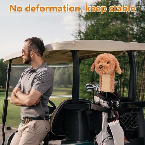 Vista 4 de Fundas de Golf Dibujos Cabezas, Fundas para Cabeza de Palo de Golf Labradoodle/Golden Doodle, Protector de Palo de Golf Adorable y Suave
