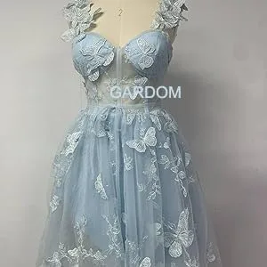 Vista 7 de Vestidos de encaje de mariposa 3D, vestidos de fiesta de bienvenida, corsé de tul corto, vestido de graduación, vestido de cóctel para adolescentes