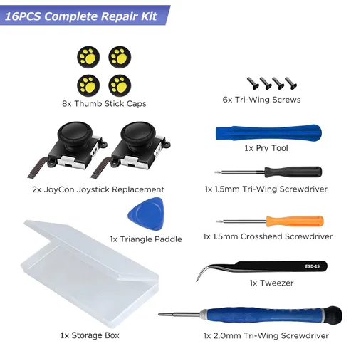 Vista 6 de GeeRic Joycon Joystick Replacement, 15 PCS Joycon Repair Kit Compatible with Switch OLED, Joycon Repair Kit Joystick Replacement Parts Set