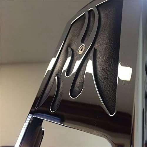 Vista 5 de SMT- Respaldo de llama cromada Sissy Bar con almohadilla de cuero compatible con H-D Softail Flstc Flstf Flstn Flsts FLSTSC FXST FXSTB FXSTS FXSTSB