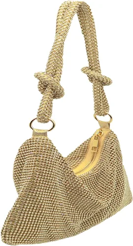 Vista 3 de Lytosmoo Bolso de noche brillante con diamantes de imitación para mujer, bolso de mano plateado para mujer, bolso de mano de noche para fiesta