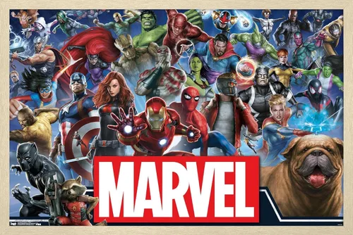 Vista 7 de Trends International Marvel Comics - Póster de pared de héroes del universo Marvel, 14.725 x 22.375 pulgadas, versión enmarcada de madera de granero