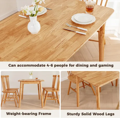 Vista 5 de DELAVIN Mesa de cocina moderna de mediados de siglo de 47.2 pulgadas, mesa de comedor de madera, mesa de cocina rectangular de madera, mesa de Negro