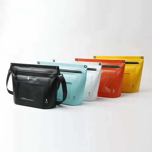 Vista 6 de IPX7 - Bolsa seca impermeable con bolsillo para pantalla táctil, bolsa de hombro hermética flotante con ranuras para tarjetas, material resistente