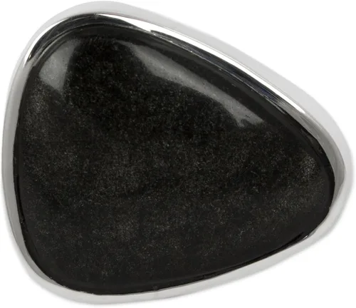 Vista 3 de NOVICA Obsidian Plata de ley 925. Cóctel Anillo "asimétrico Negro
