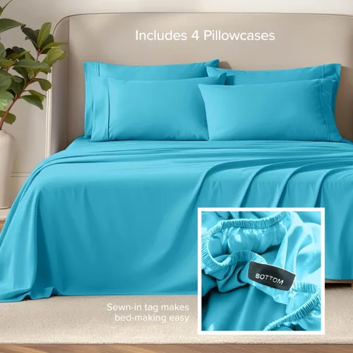 Vista 113 de Bare Home Sheet Set 1800 Ultra-Soft with 2 Pillowcases (Twin XL, Dark Blue)