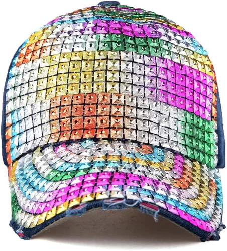 Vista 2 de Gorra de béisbol ajustable con diamantes de imitación para mujer, gorra de béisbol de algodón, gorra de hip hop, gorra de sol