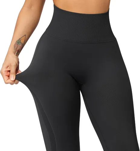 Vista 3 de DOULAFASS Leggings de levantamiento de glúteos para mujer, sin costuras, cintura alta, pantalones de yoga para entrenamiento