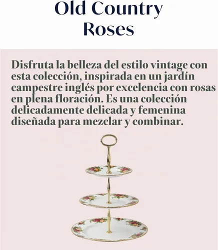 Vista 5 de Royal Albert - Soporte de tartas de tres pisos con diseño de rosas del viejo país