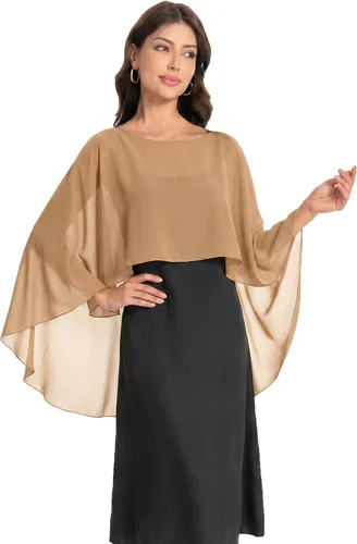 Vista 29 de Baoqiya Women's Shawls and Wraps for Evening Dresses Chiffon Cape verde ( Bean Green )