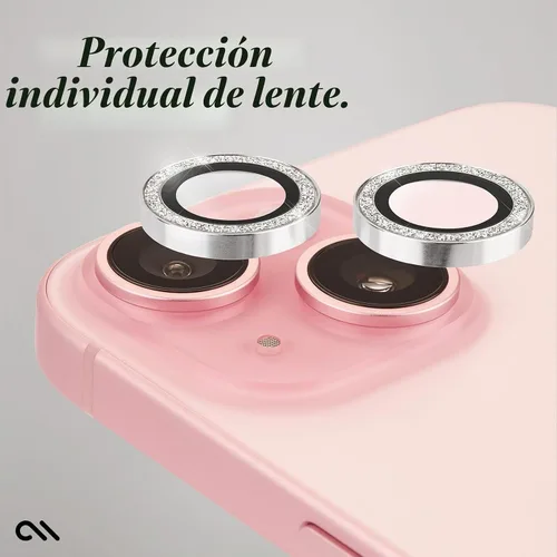Vista 4 de Case-Mate Protector de lente de cámara con anillos parpadeantes para iPhone 15 / iPhone 15 Plus - Doble vidrio templado - Duradero, antiarañazos