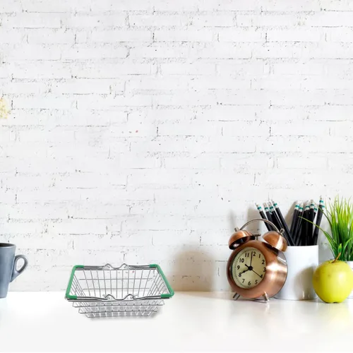 Vista 7 de CHILDWEET Mini cesta de frutas cesta de hierro redondo verde decoración cesta para niños almacenamiento