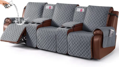 Vista 20 de KinCam Funda 100% Impermeable para Loveseat Reclinable con Consola, Fundas Antideslizantes para Sofá Reclinable de 2 Asientos, Funda para Sofá