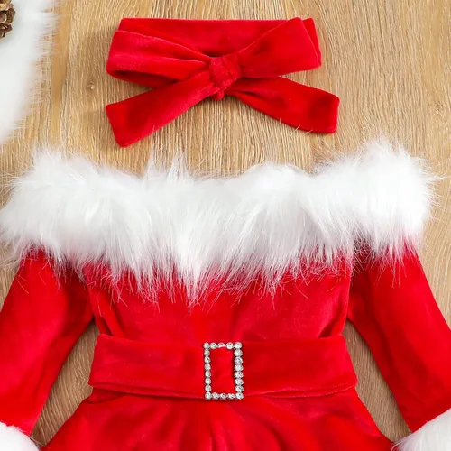Vista 4 de Yingyingni Vestidos de disfraz de Papá Noel para niñas pequeñas, vestido de cosplay de Navidad