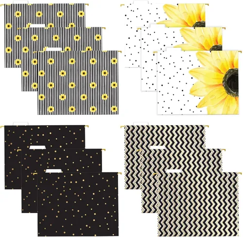 Vista 8 de Global Printed Products Carpetas colgantes impresas de diseñador de lujo, 4 patrones, tamaño carta, 12 por paquete (floral abstracto)