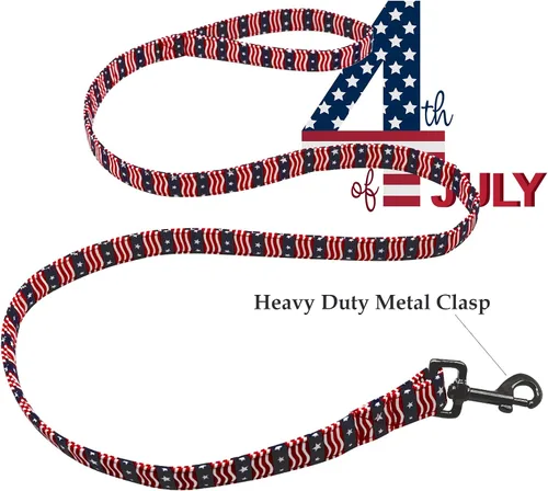 Vista 2 de Lionheart glory Correa patriótica para perros con bandera estadounidense, correas duraderas con mango suave y cómodo para perros pequeños, medianos