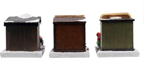Vista 3 de Juego de 3 tiendas de pueblo navideño, incluye corona preiluminada, árbol y tienda de regalos, complemento perfecto para tus decoraciones navideñas