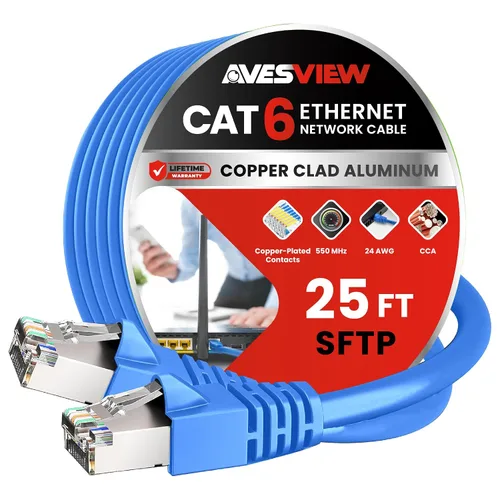 Vista 29 de Cable Ethernet blindado CAT 6 de 5 pies, para interiores de alta velocidad (SFTP) 10 Gbps blindado sin enganches, cable Ethernet de 5 pies