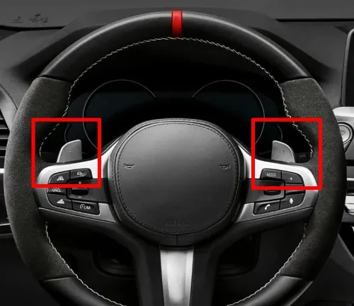 Vista 3 de iJDMTOY Extensiones de paleta grandes de fibra de carbono de tejido de sarga compatibles con BMW 3 4 5 7 Series X3 X4 X5 X6 (Gxx Chassis), Toyota
