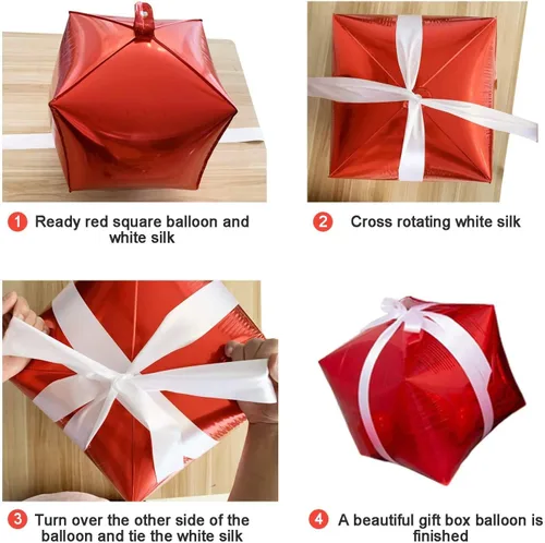 Vista 7 de Kit de arco de guirnalda de globos de Navidad con globos de caramelo rojo y blanco de Navidad, caja de regalo, globos de estrella roja