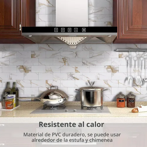 Vista 2 de STICKGOO 100 piezas de azulejos de pared de PVC de 3 x 6 pulgadas, para despegar y pegar, para cocina, baño, chimenea, cuarto de servicio