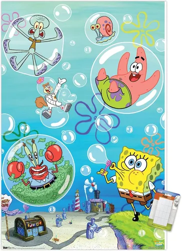 Vista 14 de Trends International Nickelodeon Spongebob Squarepants - Póster de burbujas de pared, 14.725 x 22.375 pulgadas, versión con marco de madera tipo