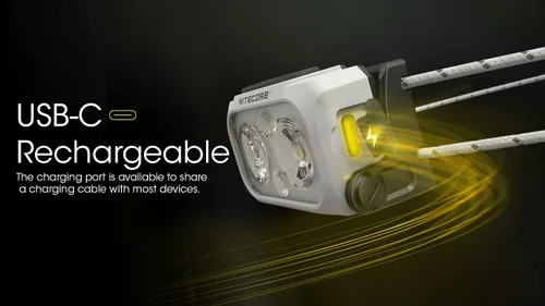 Vista 4 de Nitecore NU21 - Linterna frontal para correr, 360 lúmenes ultraligero USB recargable con LED blancos y rojos y una calcomanía (negro)