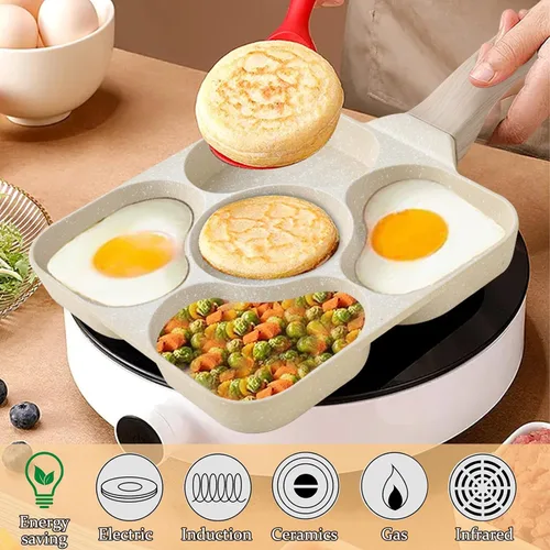 Vista 5 de JUSTUP Sartén antiadherente para tortilla de 5 tazas, sartén saludable de granito de aluminio para panqueques, sartén con mango resistente al calor