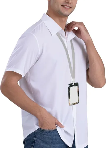 Vista 8 de Divertido soporte para tarjetas de identificación con cordón de identificación con cordón de separación, funda de plástico impermeable para tarjetas
