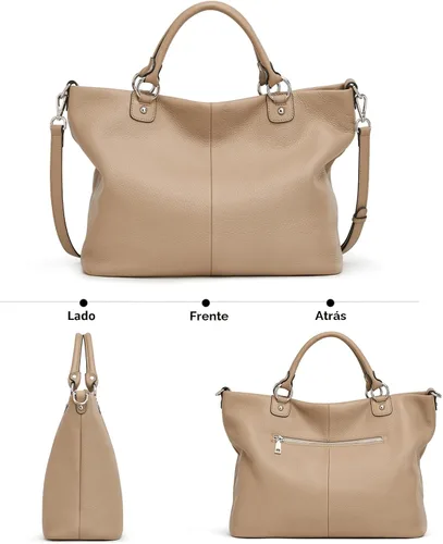 Vista 6 de Bolso Kattee para mujer de cuero suave, bolso cruzado superior y bolsos de mano Albaricoque