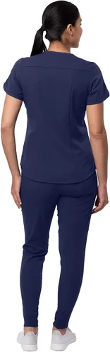 Vista 2 de Adar Pro - Conjunto médico moderno para mujer - Camiseta médica moderna con cuello en V y pantalón médico, pantalón de yoga
